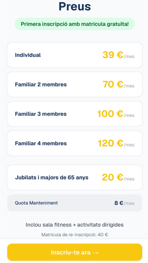 Zona Esportiva Albatarrec: web e inscripciones con pago en un clic - captura 3